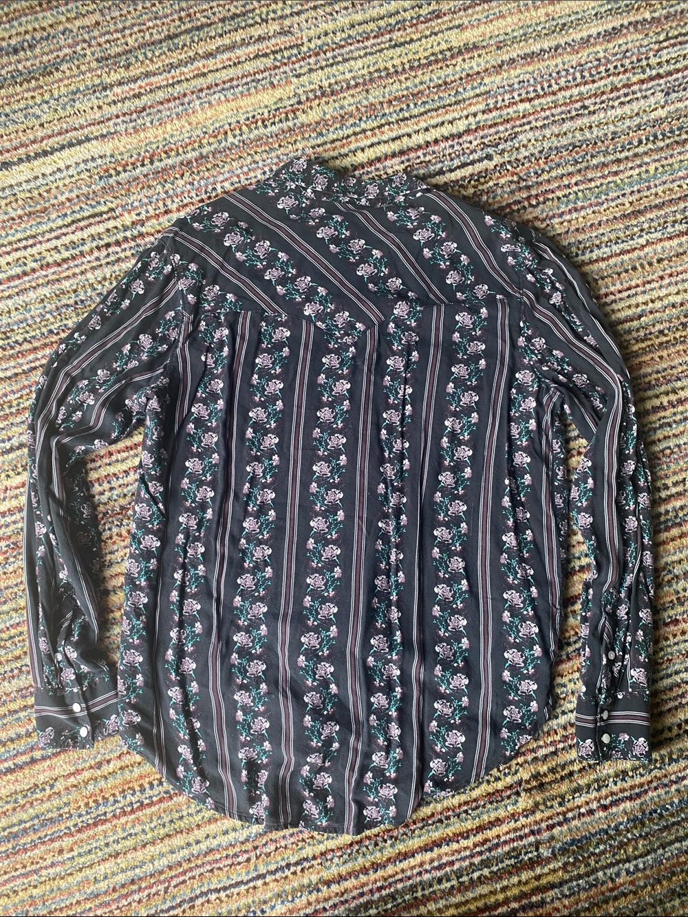 Cruel Denim black floral pearl snap western shirt - Picture 8 of 8